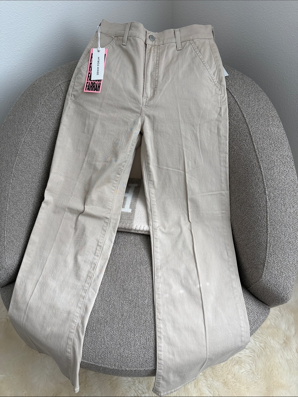 Denim Forum Beige Wide-Leg Chinos